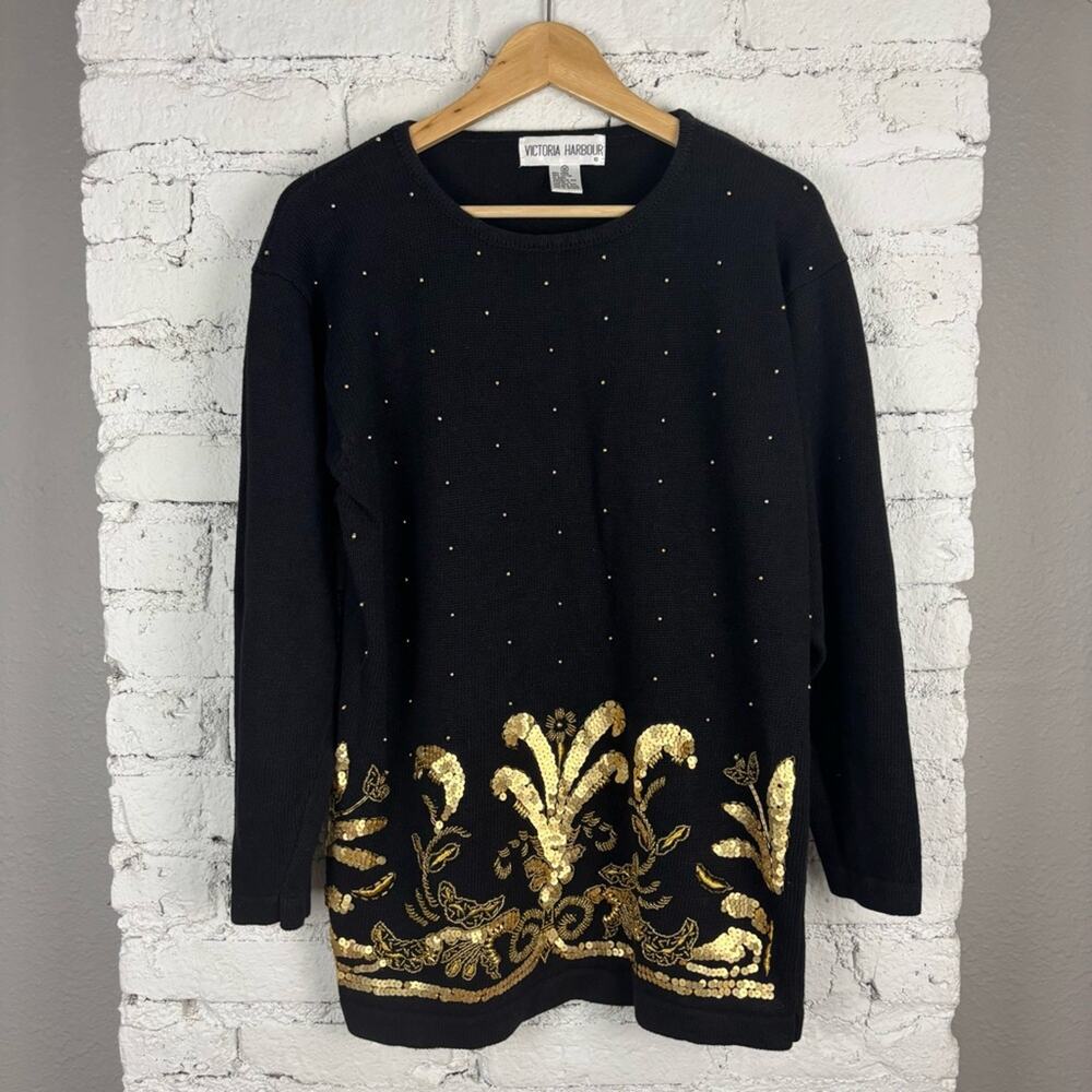 Vintage 90’s Victoria Harbour Gold Sequin Sweater